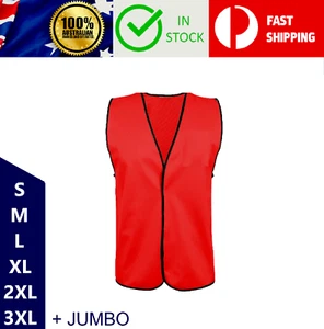 15% OFF CODE MAYPLF Red/Orange Hi Vis Viz Fluro Safety Work Wear Tradie Vest - Picture 1 of 3