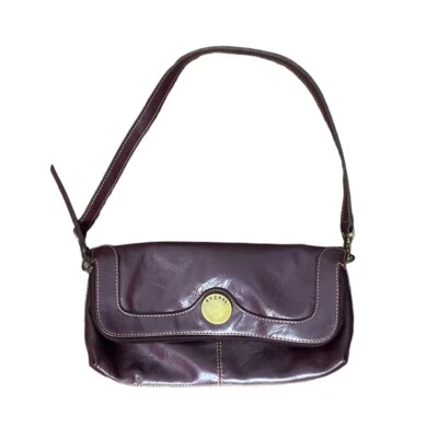 Access By Liz Claiborne Purple Faux Leather Brass Button Shoulder Bag Handbag - Image 1 of 4