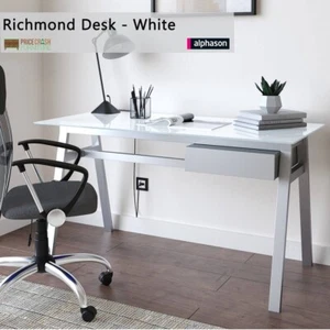 Richmond Desk in White by Alphason - Picture 1 of 8