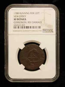 1788 New Jersey Colonial Copper w/ Running Fox Left - NGC XF Details  - Picture 1 of 4