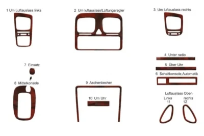 Wood Look Dash Trim Kit for 1994-1999 Subaru Legacy Auto Interior Panel - Image 1 of 4