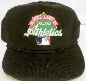Vintage Oakland Athletics 1989 World Champs Adjustable Black Cord Hat Cap - Bild 1 von 12