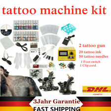 Komplett Set 2 TattooMaschine Tätowierung Maschine 20Inks 50 Nadel Netzgerät DHL