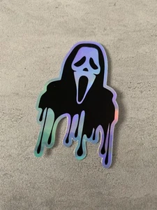 Ghost Face Scream Scary Halloween Decal Sticker 3” Waterproof Holographic Vinyl - Picture 1 of 5