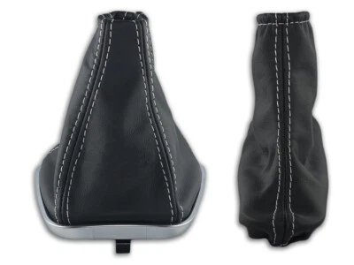 PARA ALFA ROMEO GIULIETTA CAMBIO DE MARCHAS + POLAINA FRENO CUERO PUNTADA BLANCO Foto 1 de 4