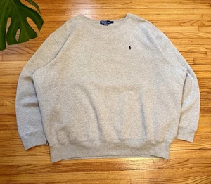 Polo vintage Y2K 2XL XXL de Ralph Lauren suéter cuello redondo sudadera gris - Imagen 1 de 8