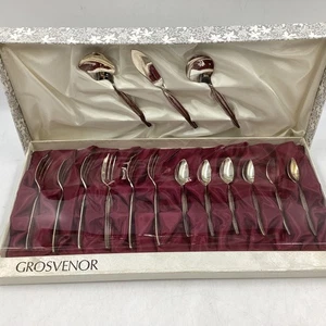 Vintage Grosvenor EPNS A1 Flamenco Boxed Dessert Cutlery Set For 6 (H4) NS#8655 - Picture 1 of 5