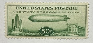 US #C18 1933 50c green Graf Zeppelin MLH/VF, inclusion; $45 SCV - Picture 1 of 3