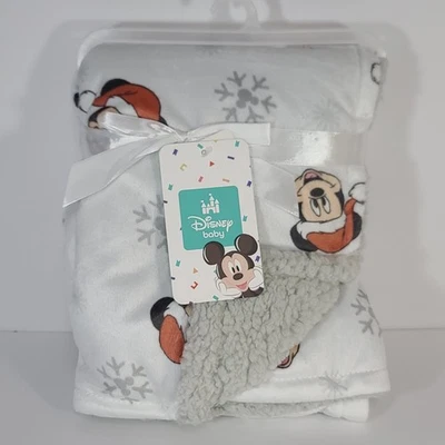 Disney Bebé Mickey Mouse en Santa Sombrero Navidad Copo de Nieve Tema 30 x 40" Manta Foto 1 de 4