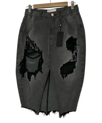 Falda One by One Teaspoon Distressed para mujer talla 26 negra denim informal nueva Foto 1 de 4