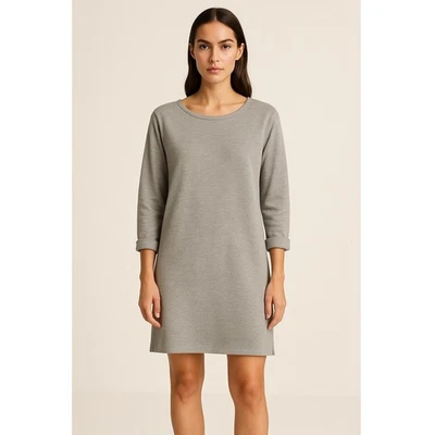 Theory Dress Women XS Gray Rolled Cuff Casual Minimalist Tunic Mini Luxury - Image 1 of 4