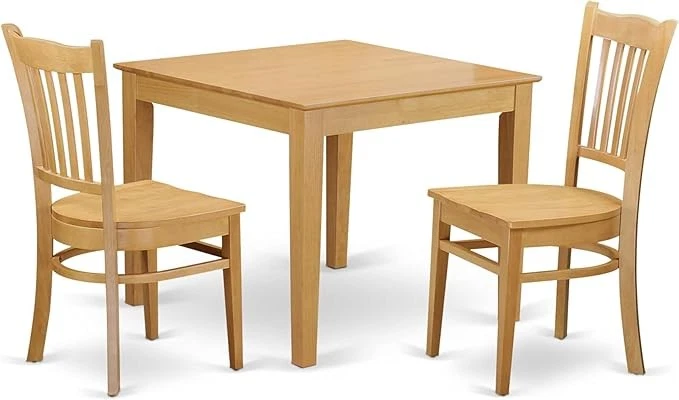 East West Furniture 3Pc Dining Set, Square Table with 2 Wood Seat Chairs, 36x36" - Image 1 of 1
