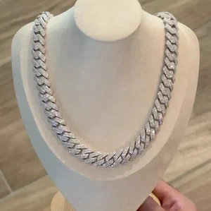VVS1 14MMX22” Cuban Link Chain Real Moissanite 925 Sterling Silver (PASS TESTER) - Picture 1 of 7