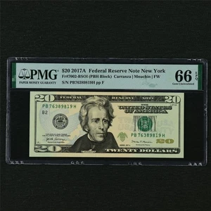 2017A Federal Reserve Note New York 20 Dollars Fr#7002-BSOI PMG 66EPQ Gem UNC 01 - Picture 1 of 4