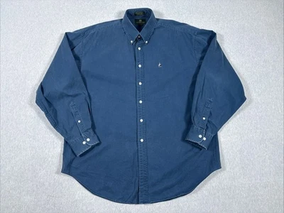 Camisa Oxford vintage de algodón grande con botones Nordstrom azul marino desvanecida para hombre Foto 1 de 4