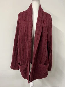 Suéter Talbots Para Mujer 3x Granate Rojo Lana Cable Tejido Cárdigan Peso Pesado Acogedor - Imagen 1 de 7
