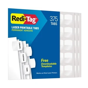 Redi-Tag Laser Print Customizable Index Tabs, Permanent Adhesive, 1-1/8 x 1-1/4 - Picture 1 of 7