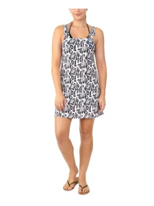 MIKEN Women's White Snake Print Square Neck Shoulder Straps Swimsuit Cover Up S - Picture 1 of 6