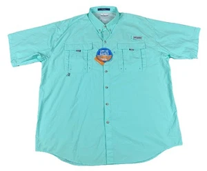 Camicia da pesca Columbia PFG uomo Bahama II UPF 50 manica corta 2XT verde come nuova - Foto 1 di 8