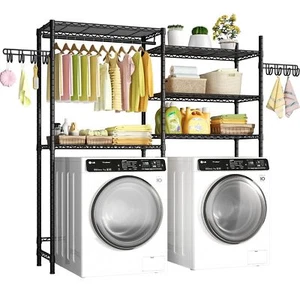 Ulif 65.3" W x 13.4" D x 77.5" H Clothes Drying Rack, 5 Tiers Over Washer and... - Picture 1 of 8