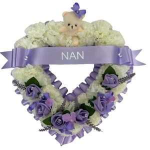 Artificial Funeral Flowers Wreath Memorial Grave Tribute pink Mum Nan Gran - Picture 1 of 17