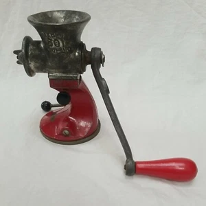 Vintage Spong & Co Mincer Xmas Decor Embossed Metal 601 Made in England Red 6.5" - Picture 1 of 12