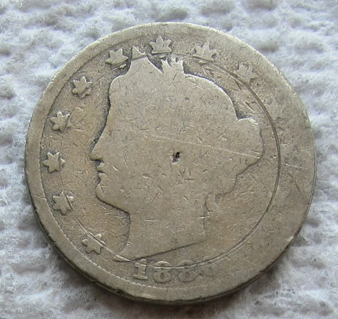 1886 Liberty V Nickel Early Rare Key Date Full Date Shows Counting Wheel Damage Cover