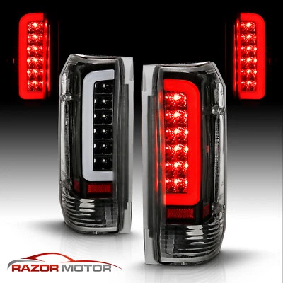 For 89-97 Ford F150 F250 F350 Bronco Red C-Shape LED Black Taillights Brake Lamp - Image 1 of 4