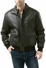 Men's Aviator A-2 Genuine Leather Air Force Flight Bomber Black Jacket Real