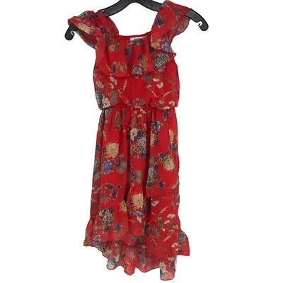Vestido sin palabras para niñas talla 7 rojo floral con capas Foto 1 de 4