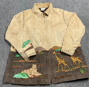 The Quacker Factory Suede Leather Women's Jacket Embellished Safari Size 1X - Picture 1 of 15