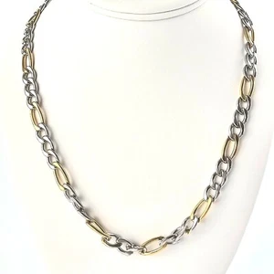 Two Tone Stainless Steel & Gold Figaro Necklaces, 7.4mm, 19.5", 20" & 24" Long - Picture 1 of 3