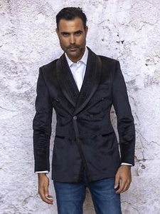 NWT SIZE 3X BLACK VELVET DB MENS SPORT COAT BLAZER , TAILOR FIT, 2 SIDE VENT - Picture 1 of 1