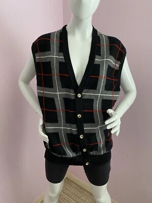 De Colección Suéter Chaleco Hombres MEDIANO Argyle Escocia Negro Cárdigan Clark Gregory Foto 1 de 4