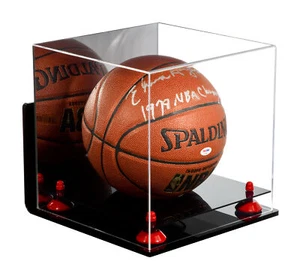 Basketball Display Case with Red Risers Mirror and Wall Mount (A001-RR) - Picture 1 of 6