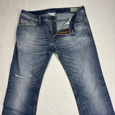 Jeans Diesel Thavar Slim Fit Masculino W33 L32 Azul Jeans Elástico Designer Casual - Imagem 1 de 4
