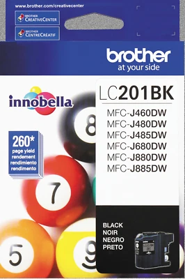 New Genuine Brother LC201 Black Ink Cartridges MFC-J460DW - Image 1 of 3