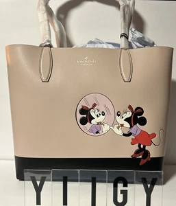 🐼💦 Kate Spade 🐼💦 Disney Minnie Reversible Leather Tote Bag Pouch 🐼 GB4 - Picture 1 of 9