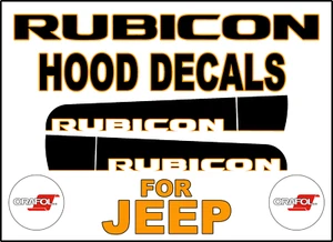 Rubicon Hood Decal Matte Black and Orange Borders - Bild 1 von 3