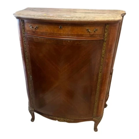 Italian Antique Walnut Marble Top Bedroom Cupboard Cover