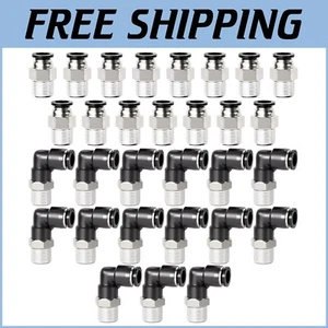 1/4-Inch Tube OD x 1/4 NPT Thread Fittings - Metal and Plastic Combo, Pack of 30 - Picture 1 of 11