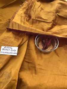 DESIGNER QUALITY IRIDESCENT SILK DUPIONI, HAND WOVEN - BURNT GOLD!!! - Picture 1 of 8