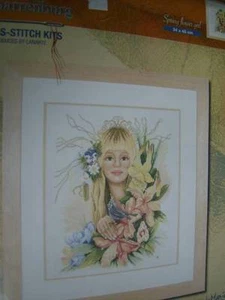 Springflower Girl Cross Stitch Kit-Maria Van Scharrenburg-34x40cm/13.75x15.75" - Picture 1 of 2