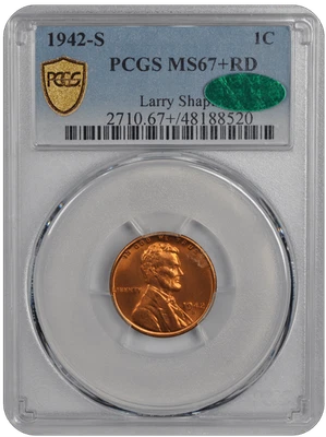 1942-S Lincoln PCGS (CAC) RD 67+  - Image 1 of 4