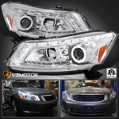 Fits 2008-2012 Honda Accord 4DR Sedan LED Halo Projector Headlights Lamps 08-12 Foto 1 de 4