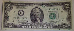 1976 $2.00 Federal Reserve Note With Ink Smear EC038 - Picture 1 of 15