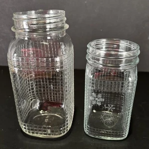 2 WAFFELGITTER EINMACHGLÄSER 1 QT. 1 PT. SELTENES PINT HAT SCHNEEFLOCKEN GEÄTZT - Bild 1 von 5