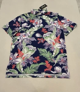 Polo Ralph Lauren RLX Golf sartoriale vestibilità performance M blu navy floreale $115 nuova con etichette - Foto 1 di 10