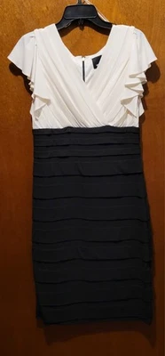 Woman's Black & White Cocktail Dress by Melrose Size 12 - Image 1 of 4