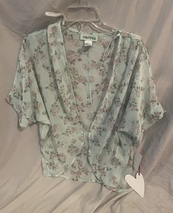 Mia Chica Light Blue Floral Sheer Cover Top Girls Size L Nordstrom New W Tags - Picture 1 of 6